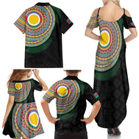 Shefa Tribal Tattoo with Namele Leaves Family Matching Summer Maxi Dress and Hawaiian Shirt