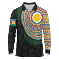 Shefa Tribal Tattoo with Namele Leaves Long Sleeve Polo Shirt