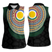 Shefa Tribal Tattoo with Namele Leaves Women Sleeveless Polo Shirt