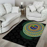 Tafea Tribal Tattoo with Namele Leaves Area Rug