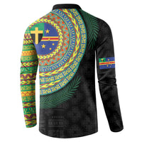 Tafea Tribal Tattoo with Namele Leaves Button Sweatshirt