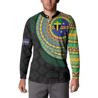 Tafea Tribal Tattoo with Namele Leaves Button Sweatshirt
