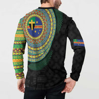 Tafea Tribal Tattoo with Namele Leaves Button Sweatshirt