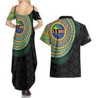 Tafea Tribal Tattoo with Namele Leaves Couples Matching Summer Maxi Dress and Hawaiian Shirt