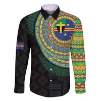 Tafea Tribal Tattoo with Namele Leaves Family Matching Long Sleeve Bodycon Dress and Hawaiian Shirt