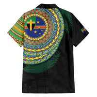 Tafea Tribal Tattoo with Namele Leaves Family Matching Off Shoulder Maxi Dress and Hawaiian Shirt