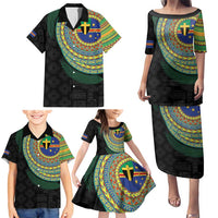 Tafea Tribal Tattoo with Namele Leaves Family Matching Puletasi and Hawaiian Shirt