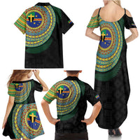Tafea Tribal Tattoo with Namele Leaves Family Matching Summer Maxi Dress and Hawaiian Shirt