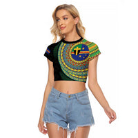 Tafea Tribal Tattoo with Namele Leaves Raglan Cropped T Shirt