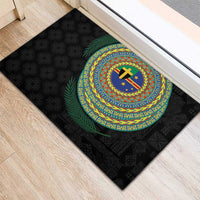 Tafea Tribal Tattoo with Namele Leaves Rubber Doormat