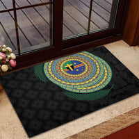 Tafea Tribal Tattoo with Namele Leaves Rubber Doormat