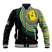 Malampa Tribal Tattoo with Namele Leaves Baseball Jacket