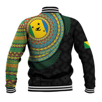 Malampa Tribal Tattoo with Namele Leaves Baseball Jacket