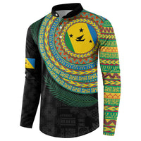 Malampa Tribal Tattoo with Namele Leaves Button Sweatshirt