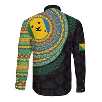 Malampa Tribal Tattoo with Namele Leaves Long Sleeve Button Shirt