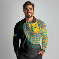 Malampa Tribal Tattoo with Namele Leaves Long Sleeve Polo Shirt
