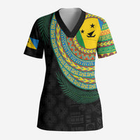 Malampa Tribal Tattoo with Namele Leaves Scrub Top - Polynesian Pride