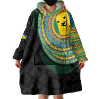 Malampa Tribal Tattoo with Namele Leaves Wearable Blanket Hoodie