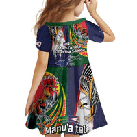 Manuʻa Islands and American Samoa Together Family Matching Off Shoulder Maxi Dress and Hawaiian Shirt Rooster and Eagle Mascot National Map and Flag Style