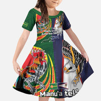Manuʻa Islands and American Samoa Together Family Matching Tank Maxi Dress and Hawaiian Shirt Rooster and Eagle Mascot National Map and Flag Style