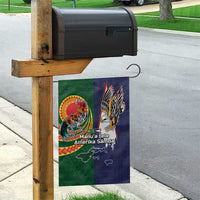 Manuʻa Islands and American Samoa Together Garden Flag Rooster and Eagle Mascot National Map and Flag Style