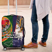 Manuʻa Islands and American Samoa Together Luggage Cover Rooster and Eagle Mascot National Map and Flag Style