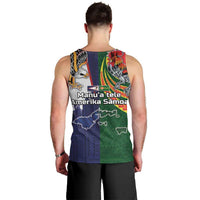Manuʻa Islands and American Samoa Together Men Tank Top Rooster and Eagle Mascot National Map and Flag Style