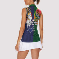 Manuʻa Islands and American Samoa Together Women Sleeveless Polo Shirt Rooster and Eagle Mascot National Map and Flag Style