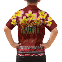 Aloha Plumeria Flowers Family Matching Off The Shoulder Long Sleeve Dress and Hawaiian Shirt With Hawaiian Style Tapa Tribal LT03 - Polynesian Pride