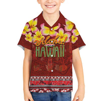 Aloha Plumeria Flowers Kid Hawaiian Shirt With Hawaiian Style Tapa Tribal