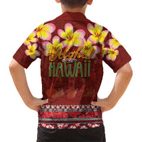 Aloha Plumeria Flowers Kid Hawaiian Shirt With Hawaiian Style Tapa Tribal