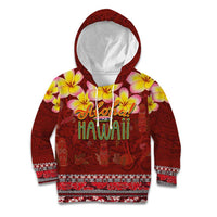 Aloha Plumeria Flowers Kid Hoodie With Hawaiian Style Tapa Tribal