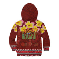 Aloha Plumeria Flowers Kid Hoodie With Hawaiian Style Tapa Tribal