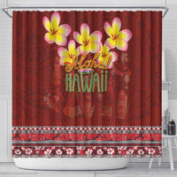 Aloha Plumeria Flowers Shower Curtain With Hawaiian Style Tapa Tribal