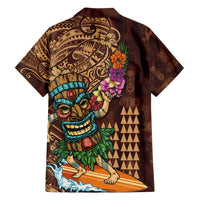 Hawaiian Tiki Mask Surfing Kakau Pattern Family Matching Summer Maxi Dress and Hawaiian Shirt LT03 - Polynesian Pride