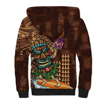 Hawaiian Tiki Mask Surfing Kakau Pattern Sherpa Hoodie