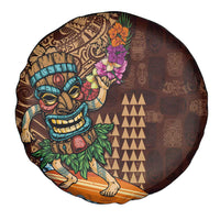 Hawaiian Tiki Mask Surfing Kakau Pattern Spare Tire Cover