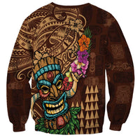 Hawaiian Tiki Mask Surfing Kakau Pattern Sweatshirt LT03 - Polynesian Pride