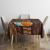 Hawaiian Tiki Mask Surfing Kakau Pattern Tablecloth