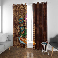 Hawaiian Tiki Mask Surfing Kakau Pattern Window Curtain