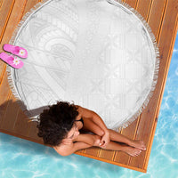 Niue White Sunday Beach Blanket Hiapo Tribal Art Tattoos - Polynesian Pride