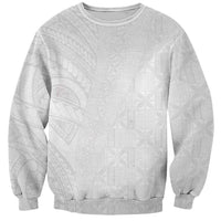 Niue White Sunday Sweatshirt Hiapo Tribal Art Tattoos - Polynesian Pride