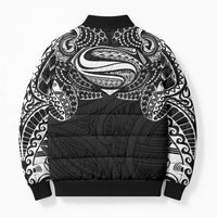 Super Samoan Traditional Tribal Art Tattoos Bomber Puffer Jacket Black Color - Polynesian Pride