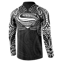 Super Samoan Traditional Tribal Art Tattoos Button Sweatshirt Black Color - Polynesian Pride