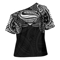Super Samoan Traditional Tribal Art Tattoos Cross Shoulder Shirt Black Color - Polynesian Pride