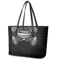 Super Samoan Traditional Tribal Art Tattoos Leather Tote Bag Black Color LT03 - Polynesian Pride