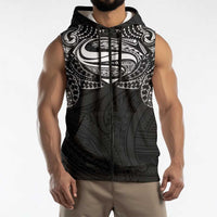 Super Samoan Traditional Tribal Art Tattoos Sleeveless Zip Hoodie Black Color - Polynesian Pride