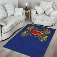 Super Samoan Traditional Tribal Art Tattoos Area Rug Blue Color - Polynesian Pride