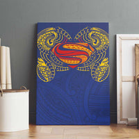 Super Samoan Traditional Tribal Art Tattoos Canvas Wall Art Blue Color - Polynesian Pride