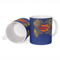 Super Samoan Traditional Tribal Art Tattoos Ceramic Mug Blue Color - Polynesian Pride